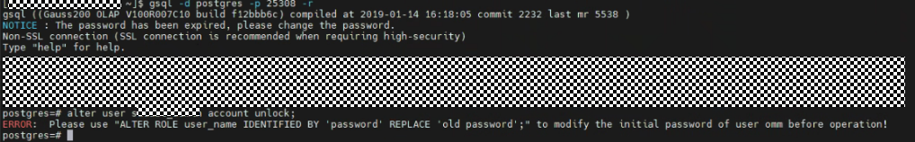 【Data Warehouse Service】解锁用户提示需要修改初始用户密码