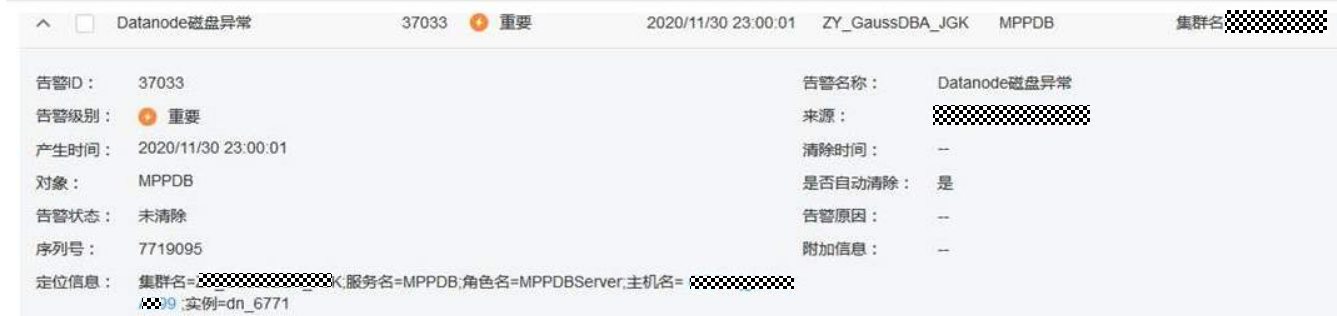 GaussDB(DWS)FIM页面出现datanode磁盘异常告警的处理步骤